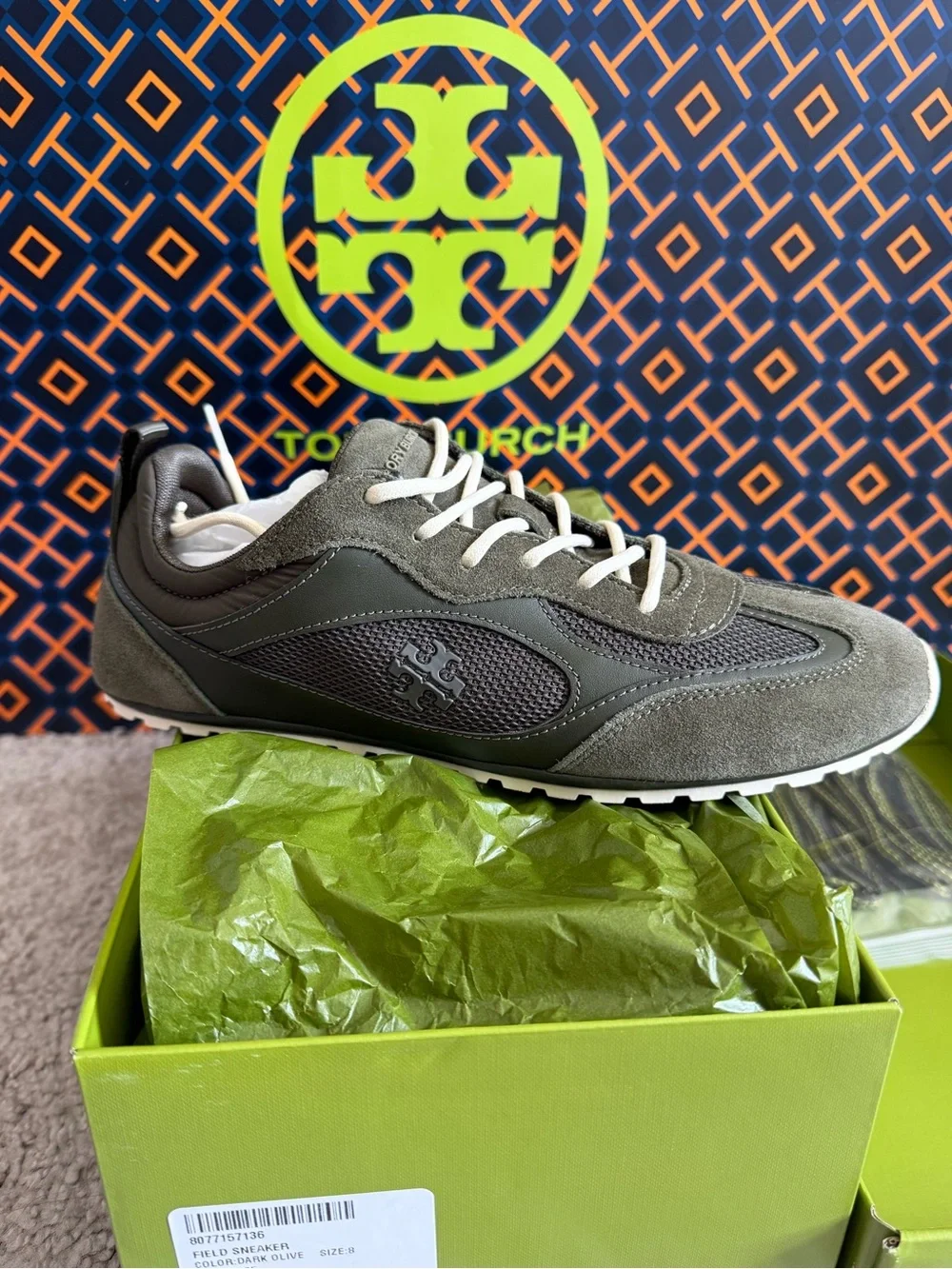 Tory Burch Field Sneaker Dark Olive Green Size 8